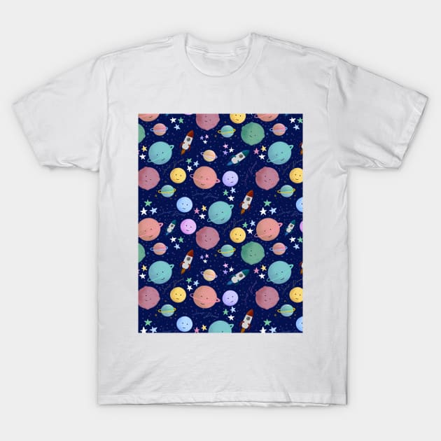 Sweet dreams planet night sky pattern T-Shirt by Arch4Design